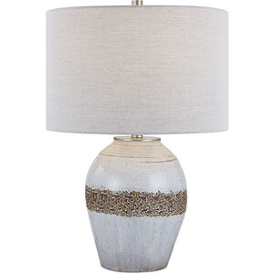 Poul 24 inch 150.00 watt Distressed Light Gray Crackle with Rust Brown Table Lamp Portable Light