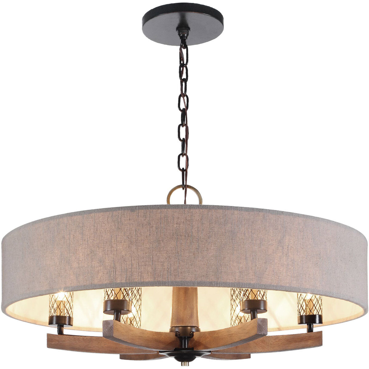 Woodall 6 Light 36 inch Dark Bronze and Antique Brass Drum Chandelier Ceiling Light