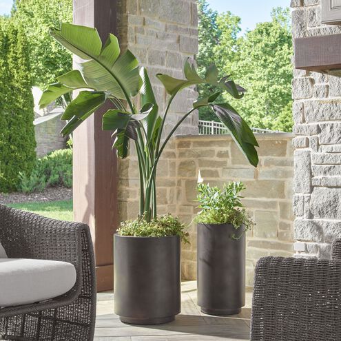 Volcan Matte Bronze Outdoor Planters, Set of 2