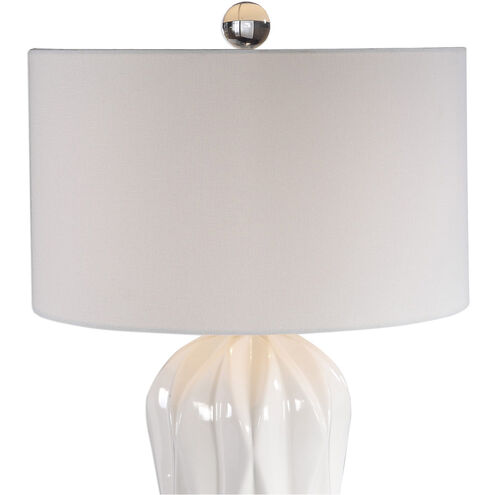 Malena 30 inch 150 watt Glossy White Glaze with Polished Nickel Accents Table Lamp Portable Light