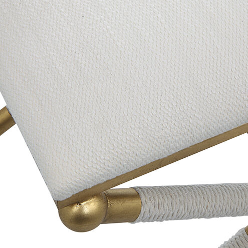 Socialite Gold Leaf and White Rope with White Fabric Bench