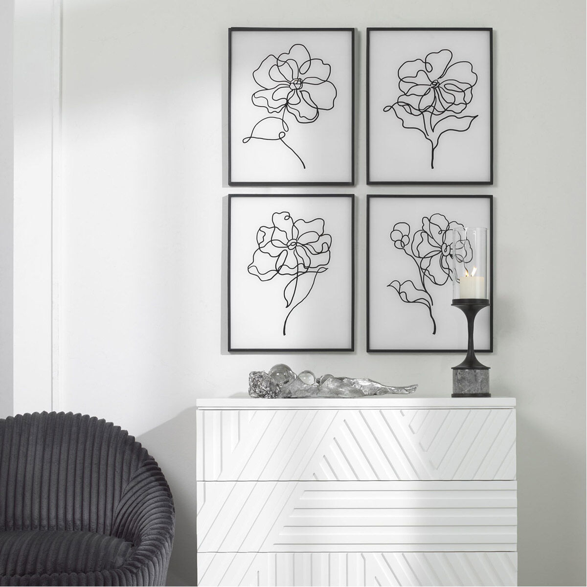 Bloom 20 X 16 inch Framed Prints, Set of 4