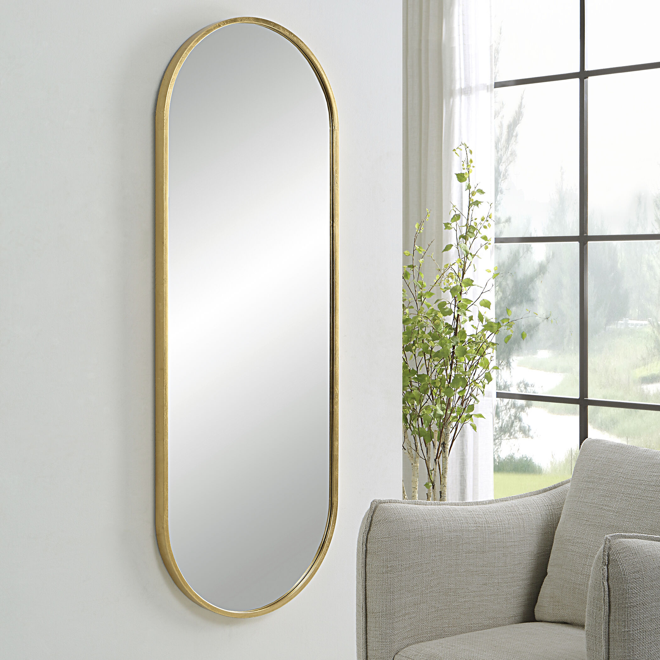 Varina 60 X 22 inch Antiqued Gold Leaf Mirror