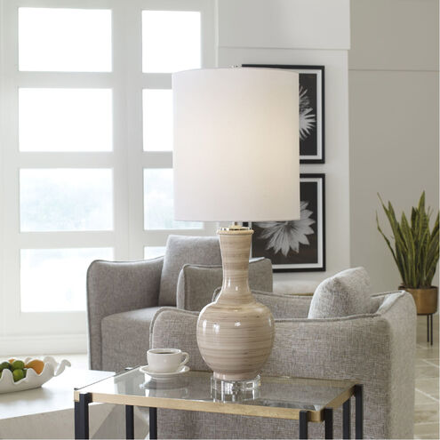 Chalice 33 inch 150.00 watt Taupe/Tan/Charcoal and Polished Nickel Table Lamp Portable Light