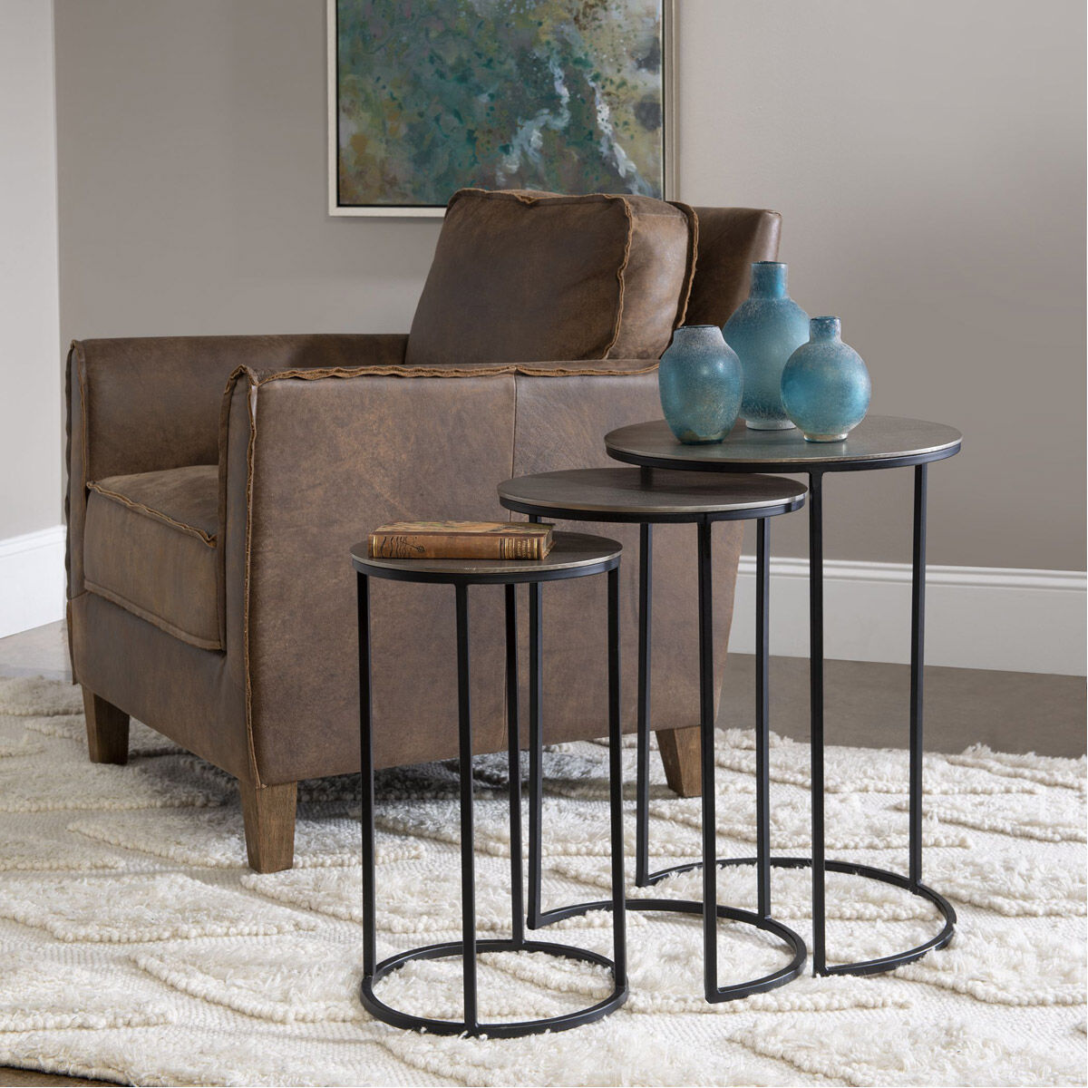 Erik 24 X 17 inch Metal Nesting Tables, Set of 3