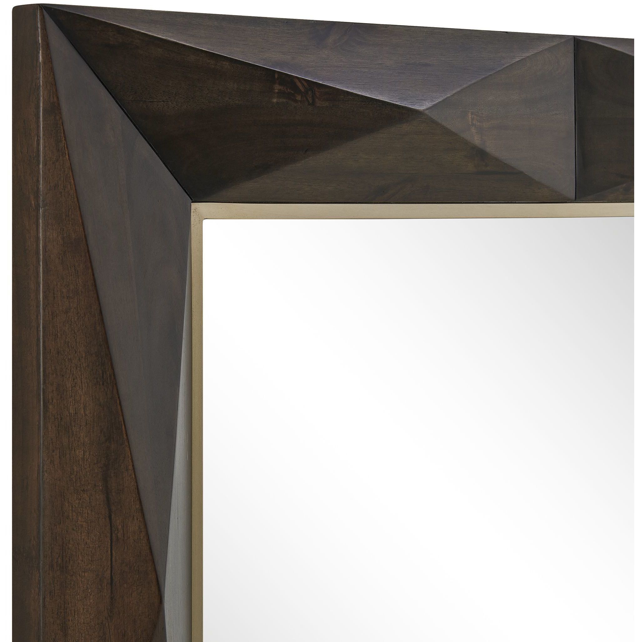 Diamond In The Rough 45 X 33 inch Dark Walnut Stain and Brass Mirror