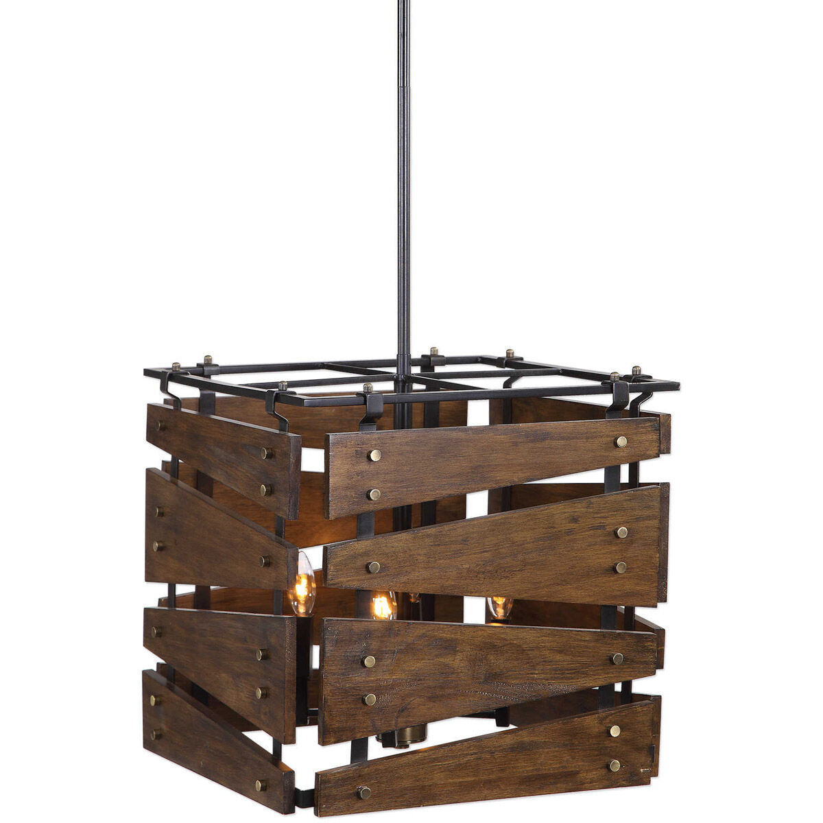 Augie 4 Light 18 inch Warm Brown Oiled Walnut and Dark Bronze Pendant Ceiling Light