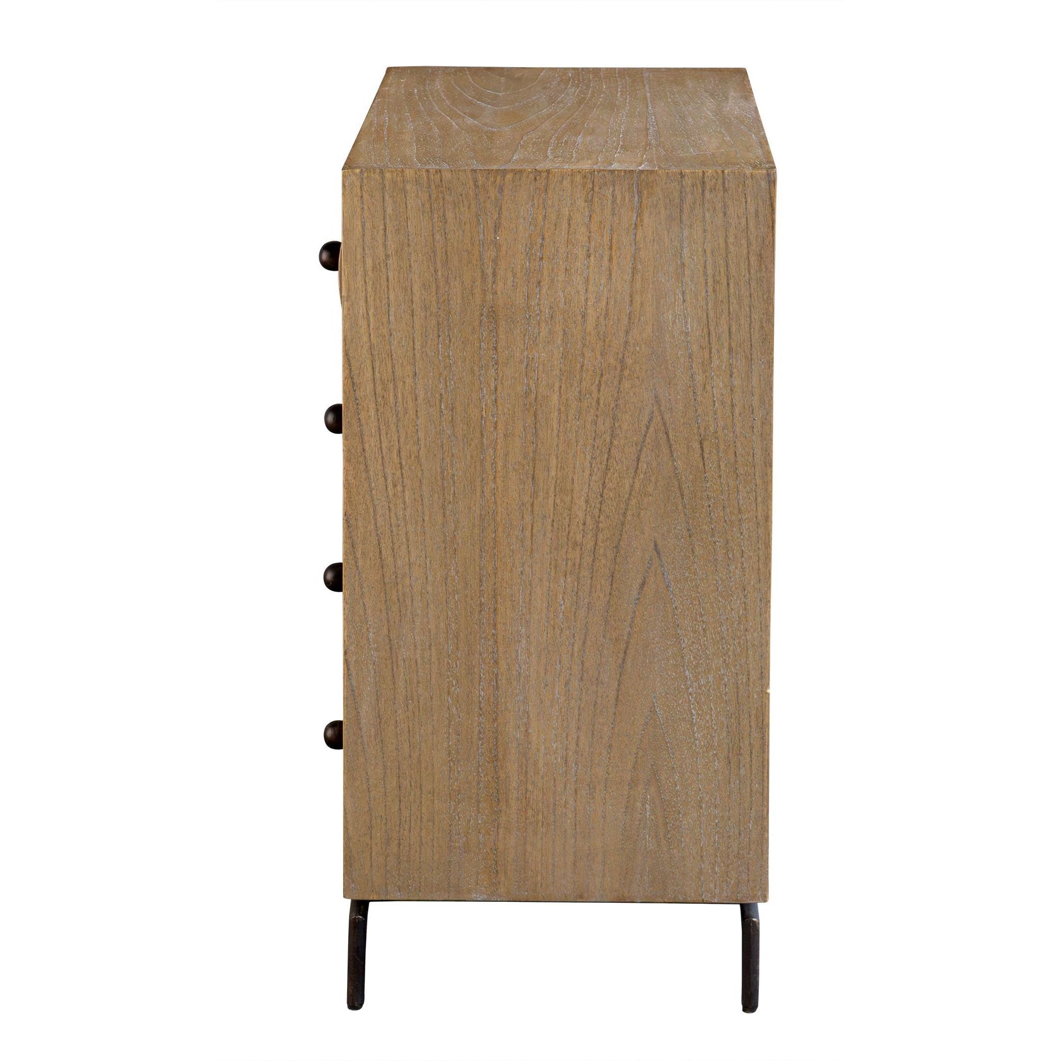 Millard Natural Wood and Bronze 4 Drawer Chest