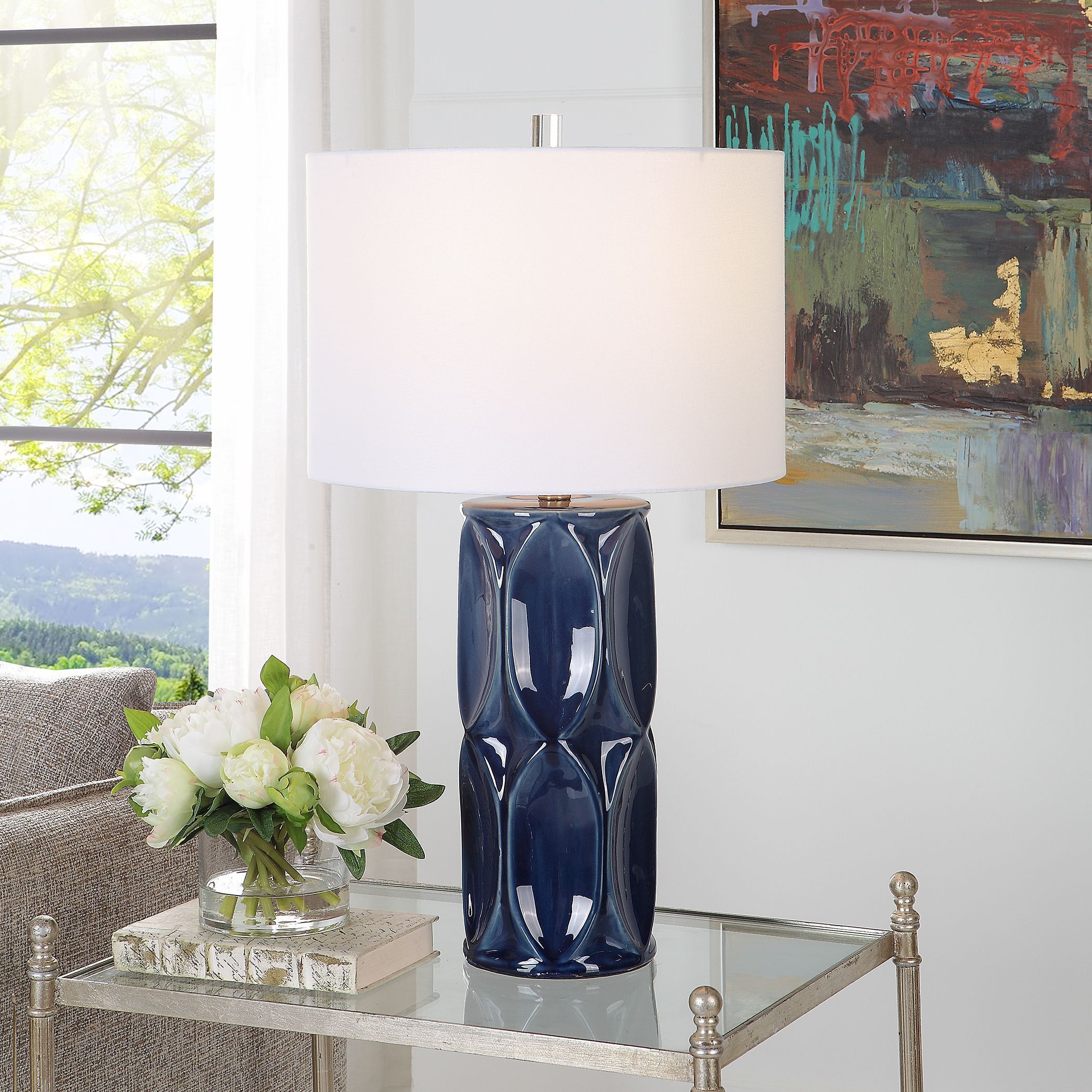 Navy table lamp deals