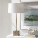 Booker 34.25 inch 150.00 watt Plated Antique Brass and Brown Marble Table Lamp Portable Light