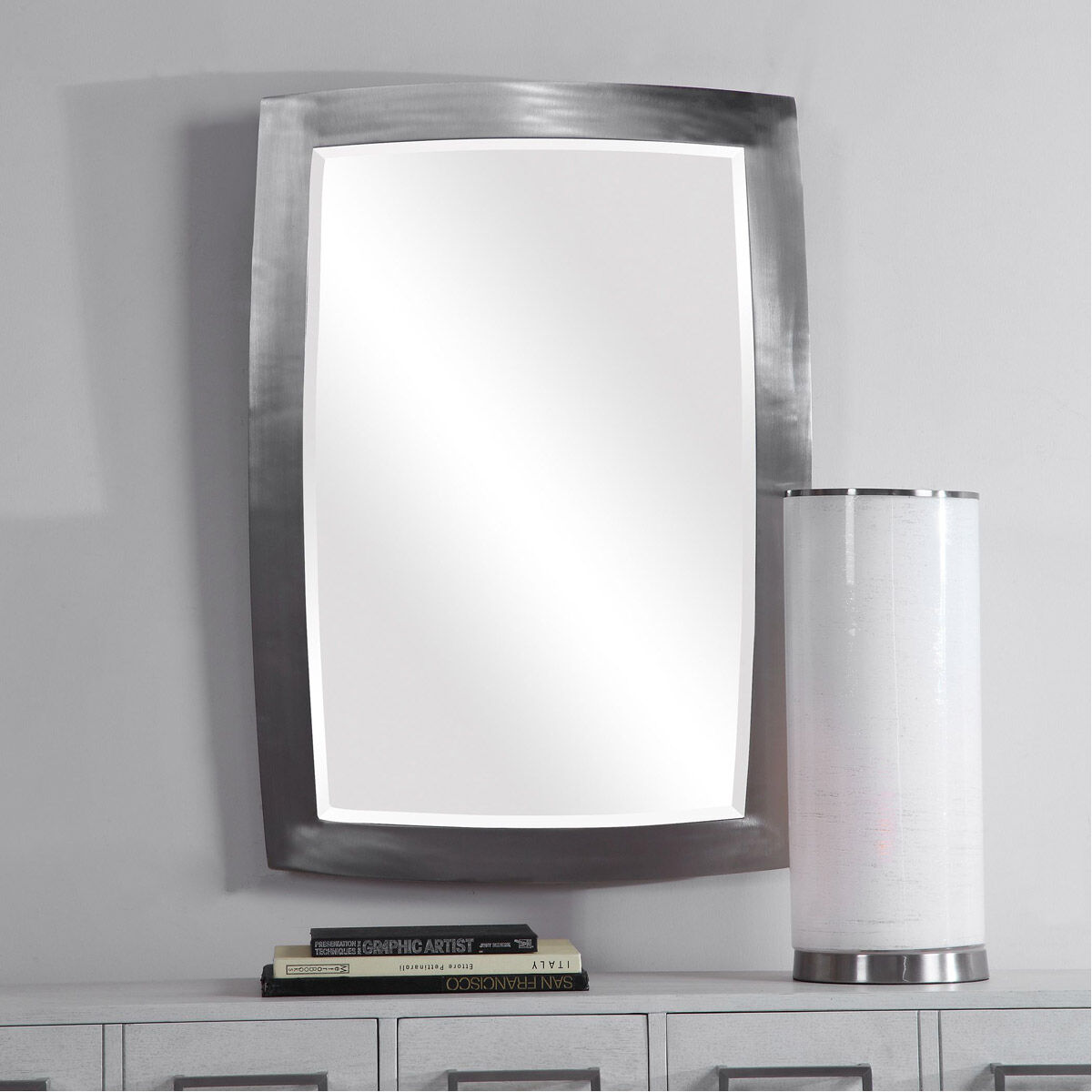 Haskill 34 X 24 inch Brushed Nickel Wall Mirror