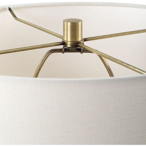 Plinth 27.75 inch 100.00 watt White Marble and Antique Brass with Crystal Table Lamp Portable Light