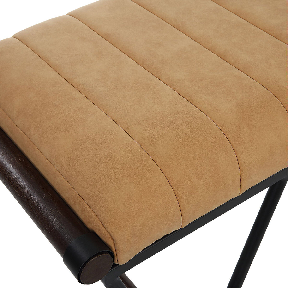 Woodstock Matte Black and Camel Faux Suede Bench