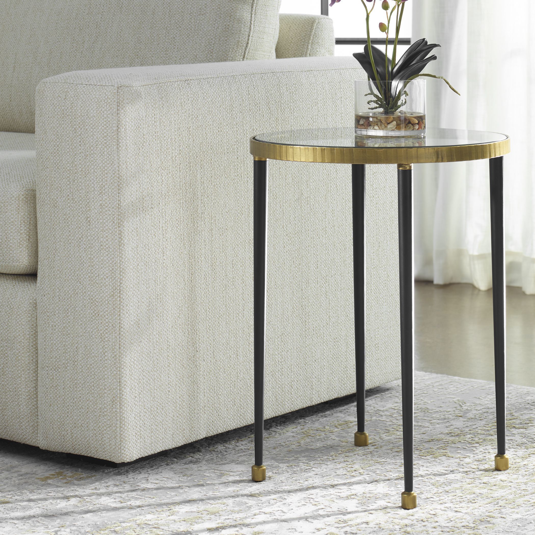 Stiletto 22 X 17 inch Antique Gold and Black with Gold Side Table