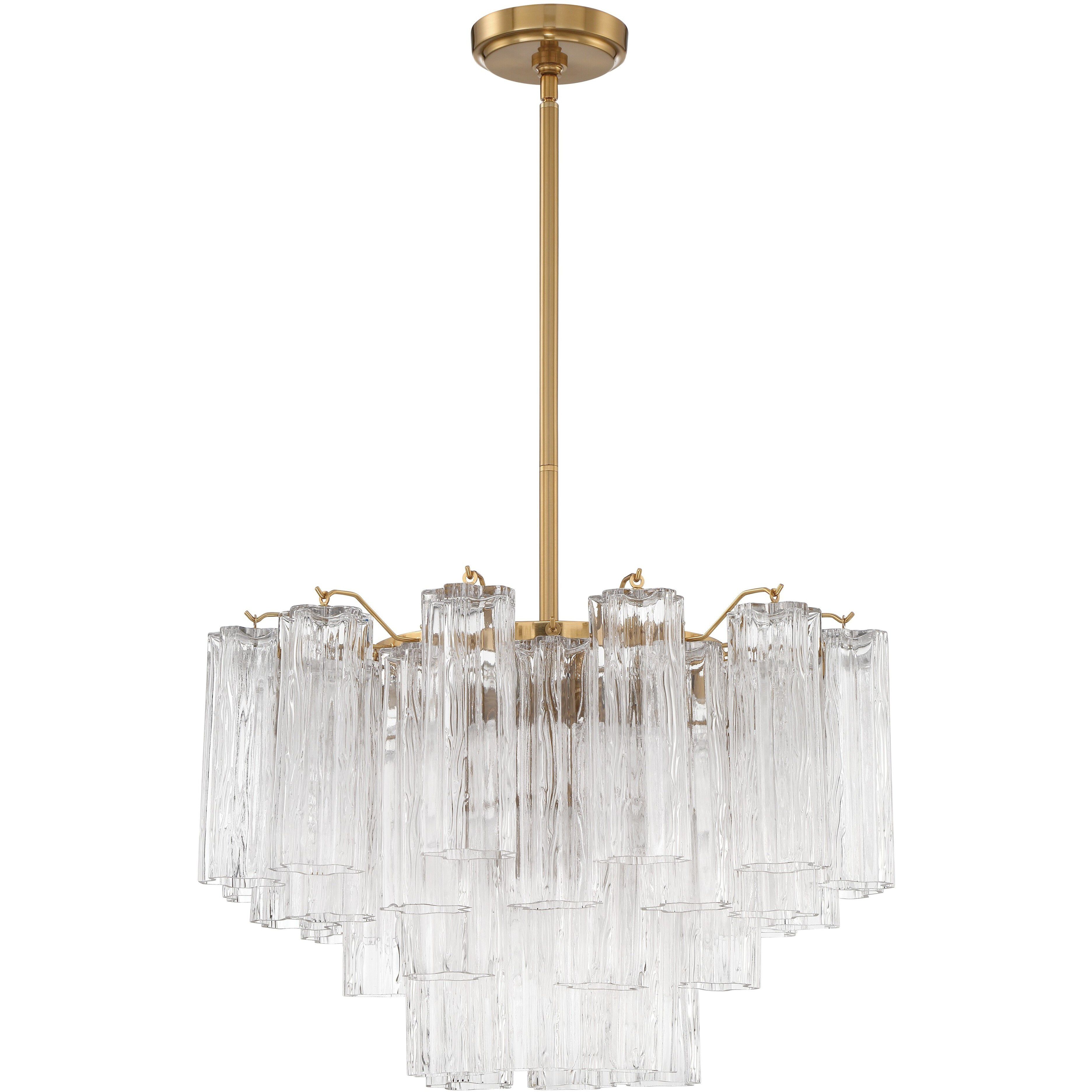 Addis 9 Light 22 inch Aged Brass Chandelier Ceiling Light in Tronchi Glass Clear
