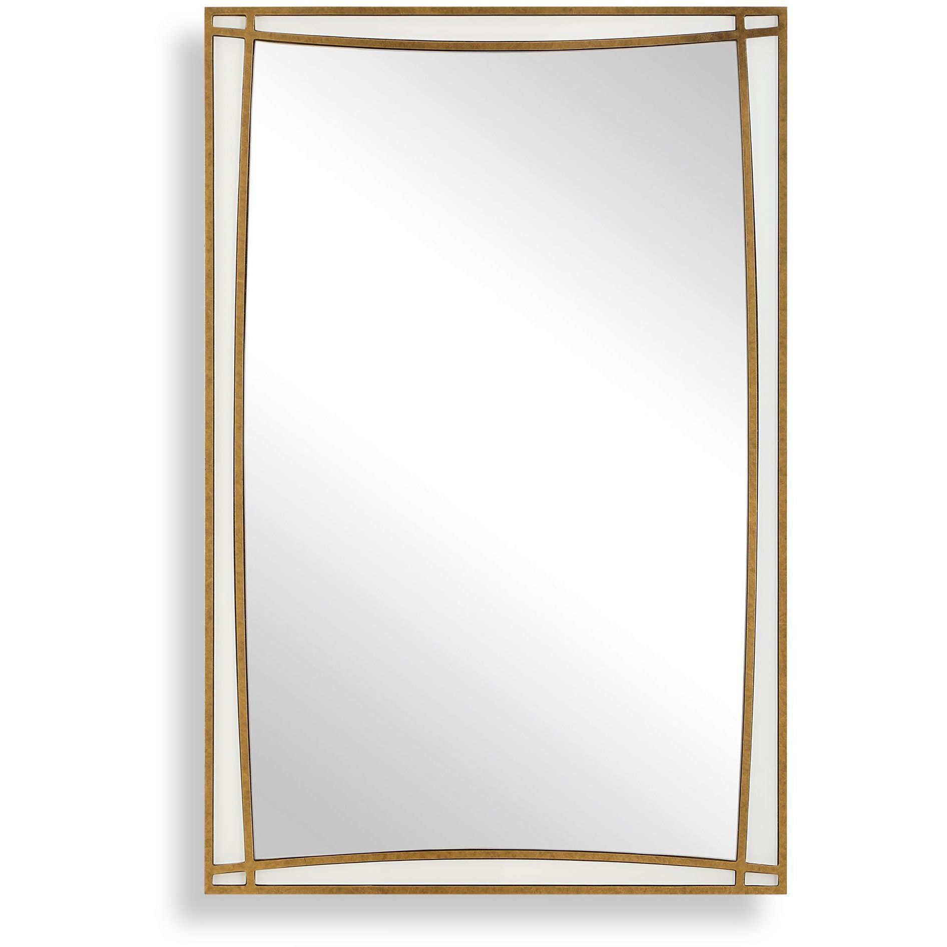 Florence 45 X 29.75 inch Antique Gold and White Glass Mirror