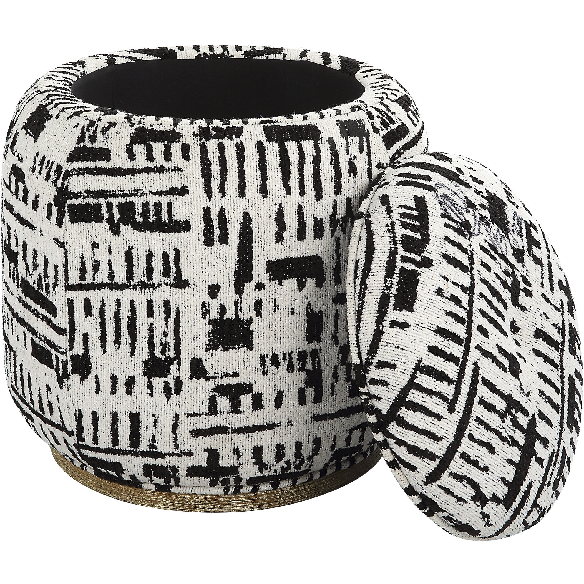 Dialogue 18 inch Black and Off White with Oak Ottoman