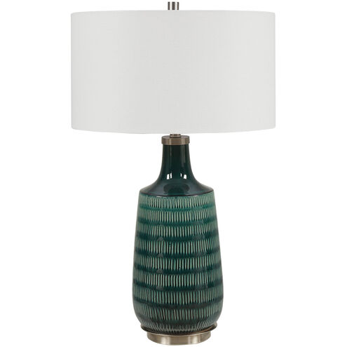 Scouts 31 inch 150.00 watt Deep Teal Glaze with Brushed Nickel Details Table Lamp Portable Light
