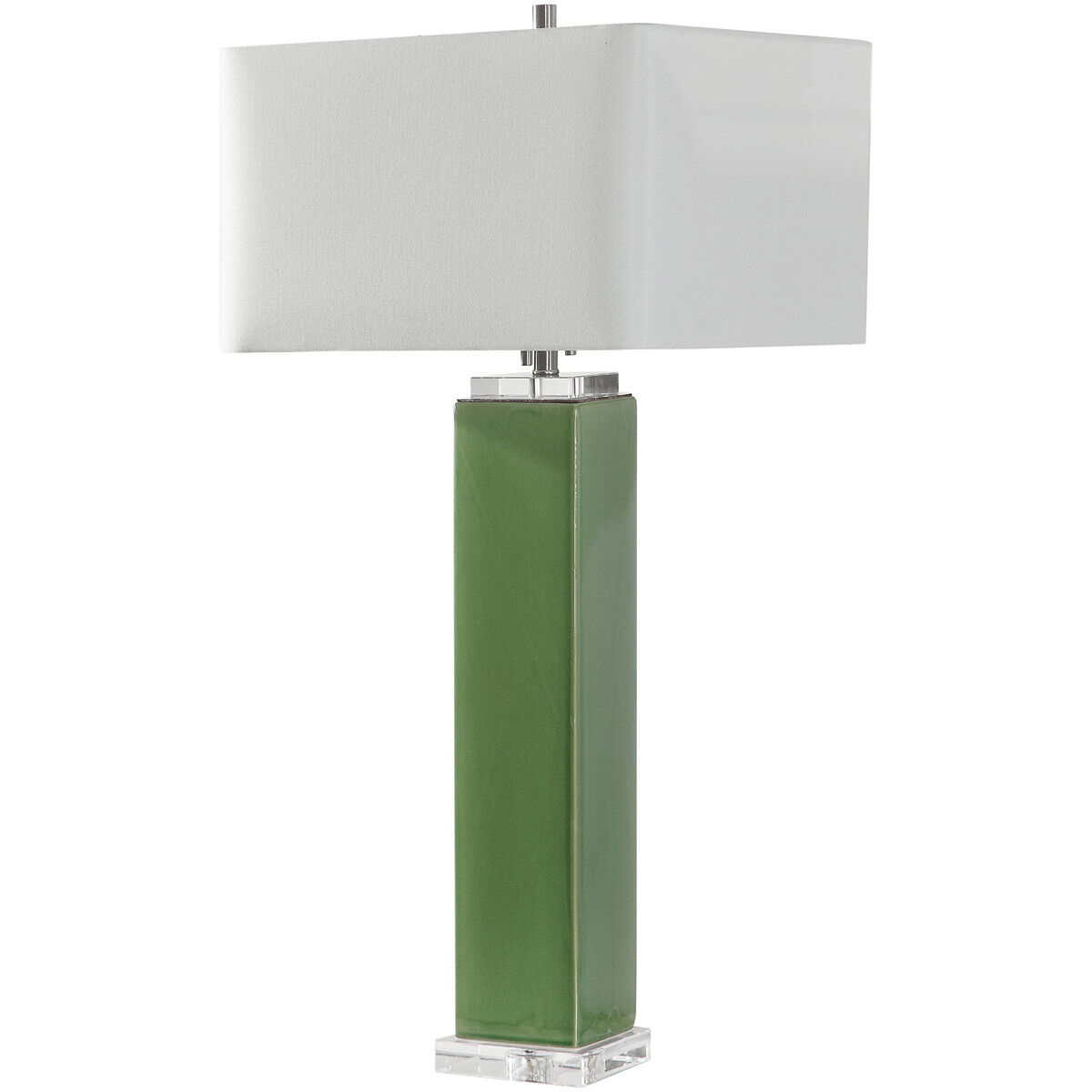 Aneeza 32 inch 60 watt Green Glaze with Brushed Nickel and Crystal Table Lamp Portable Light