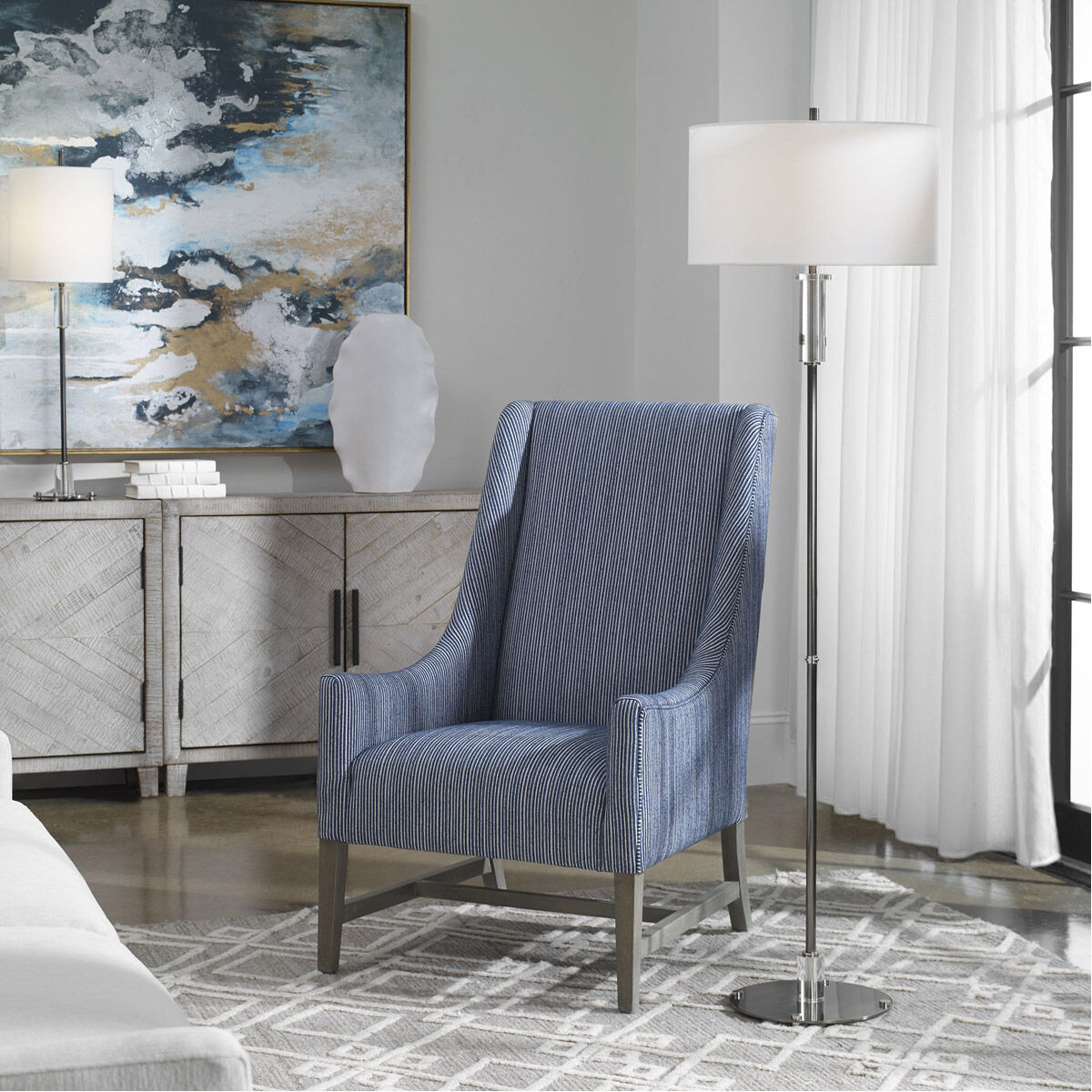 Aurelia 65 inch 150.00 watt Polished Nickel and Crystal Floor Lamp Portable Light