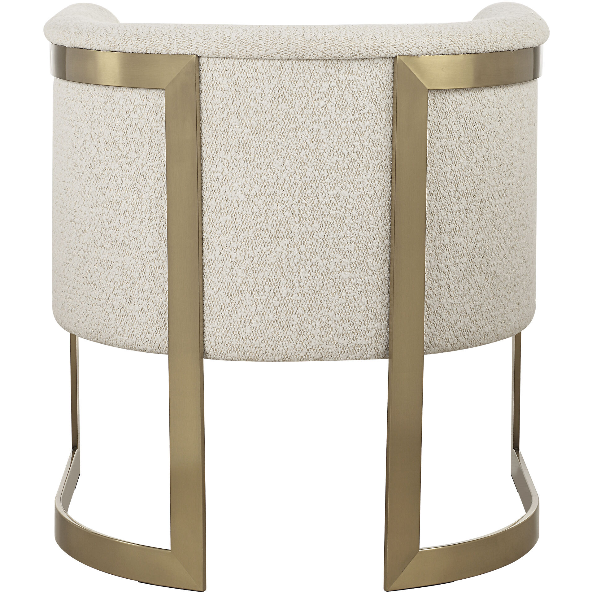 Bellina Brushed Gold and Driftwood Tan Boucle Barrel Chair
