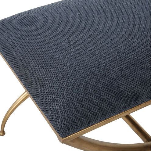 Crossing Gold Leaf and Textured Navy Blue Bench, Small