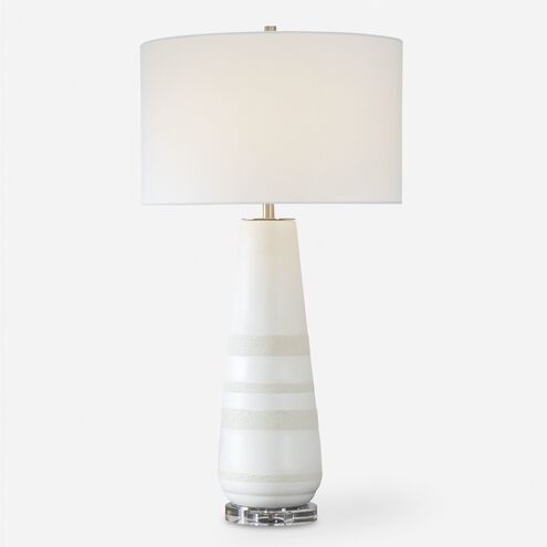 Santino 31 inch 150.00 watt Crackled Ivory Ceramic and Dove Gray with Brushed Nickel and Crystal Table Lamp Portable Light