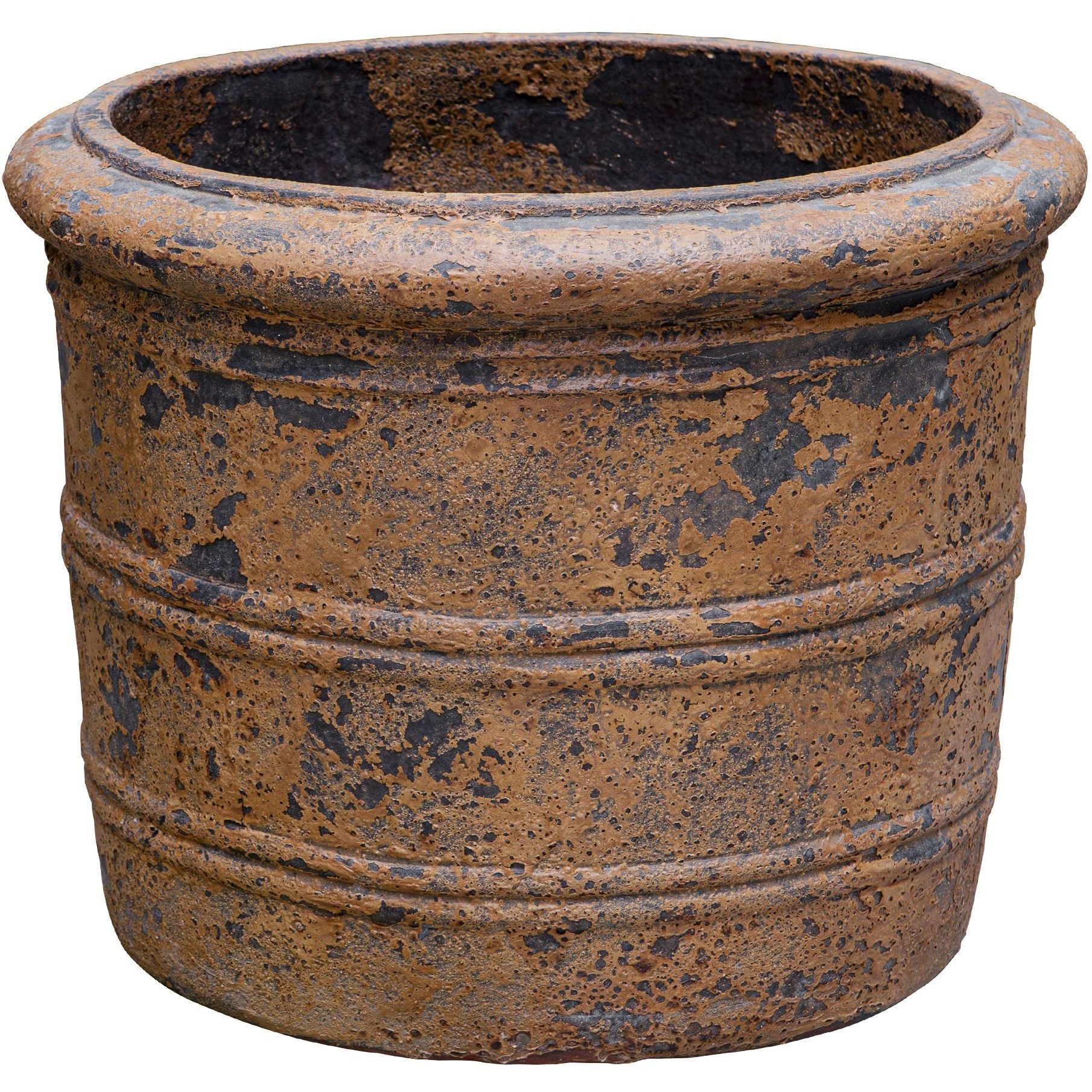 Weathered Relic Rust Black Outdoor Planter