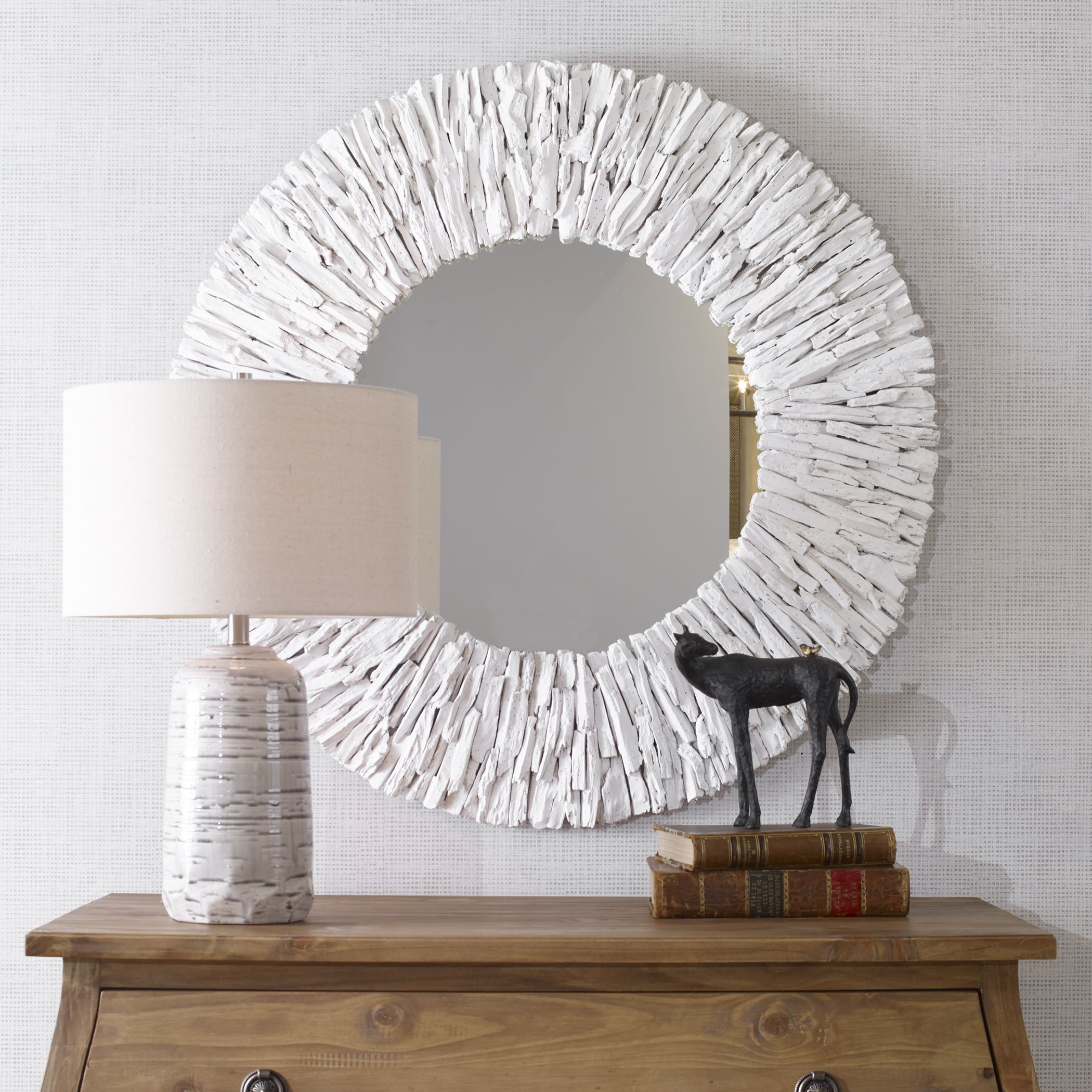 Teak Branch 39 X 2 inch Matte White Mirror