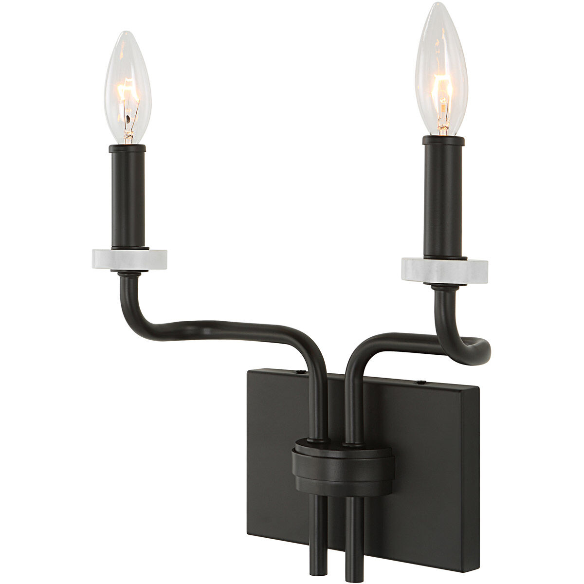 Ebony Elegance 2 Light 12 inch Matte Black and White Marble Sconce Wall Light