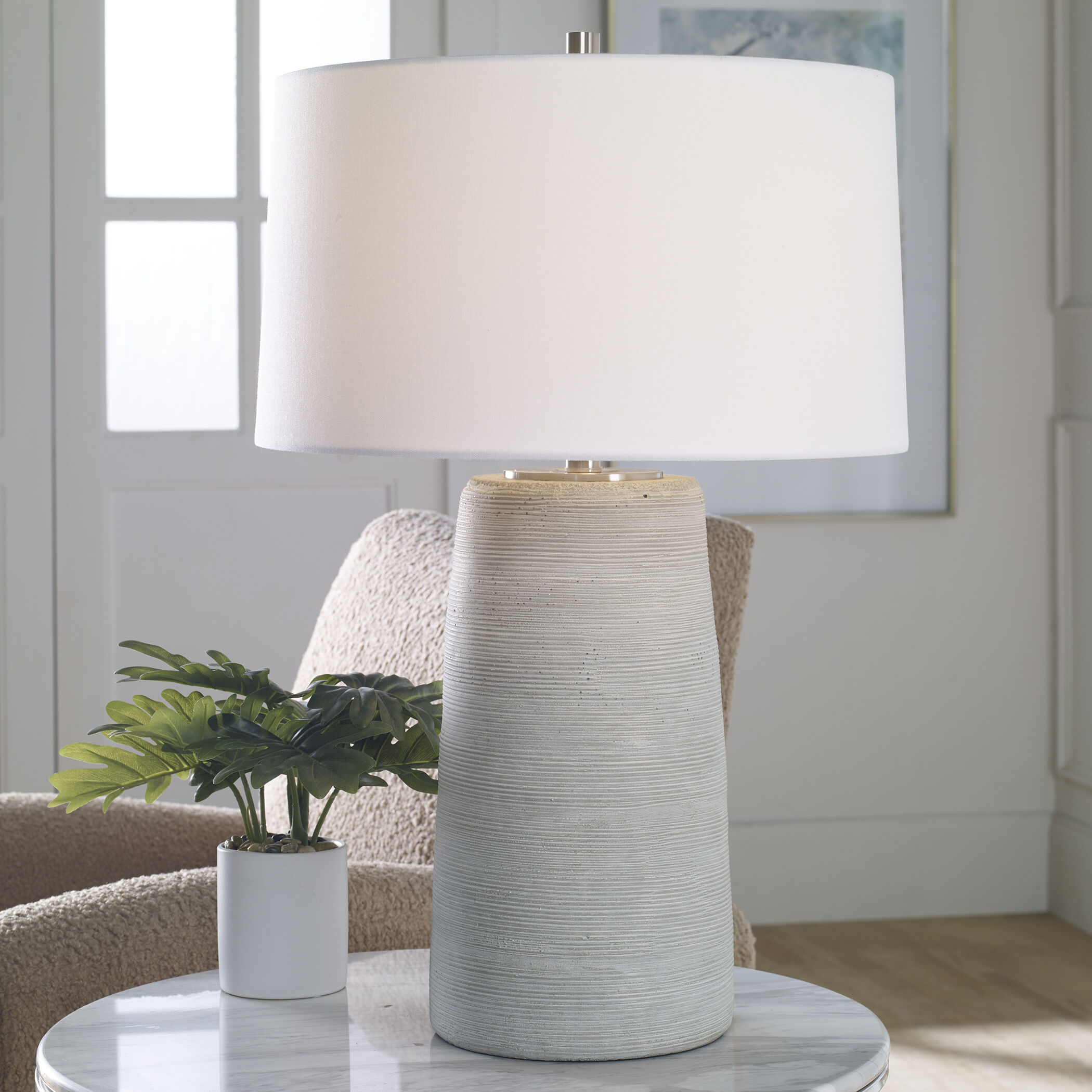 Mountainscape 28 inch 150.00 watt Neutral Off-White and Gray with Brushed Nickel Table Lamp Portable Light