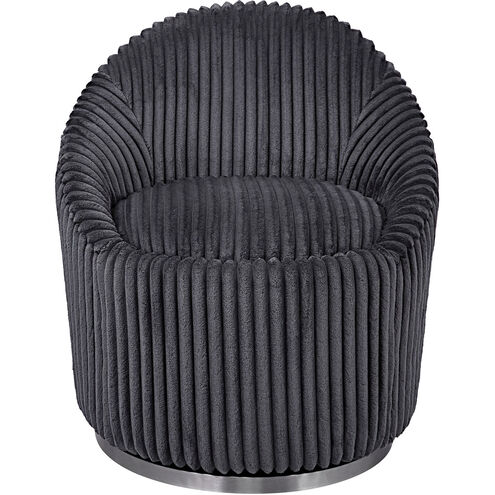 Crue Gunmetal and Stainless Steel Swivel Chair