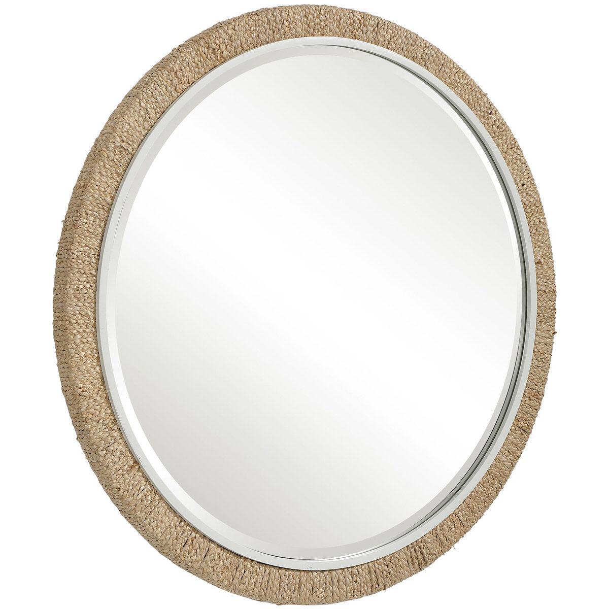 Carbet 39.75 X 39.75 inch Braided Banana Leaf and Matte White Wall Mirror