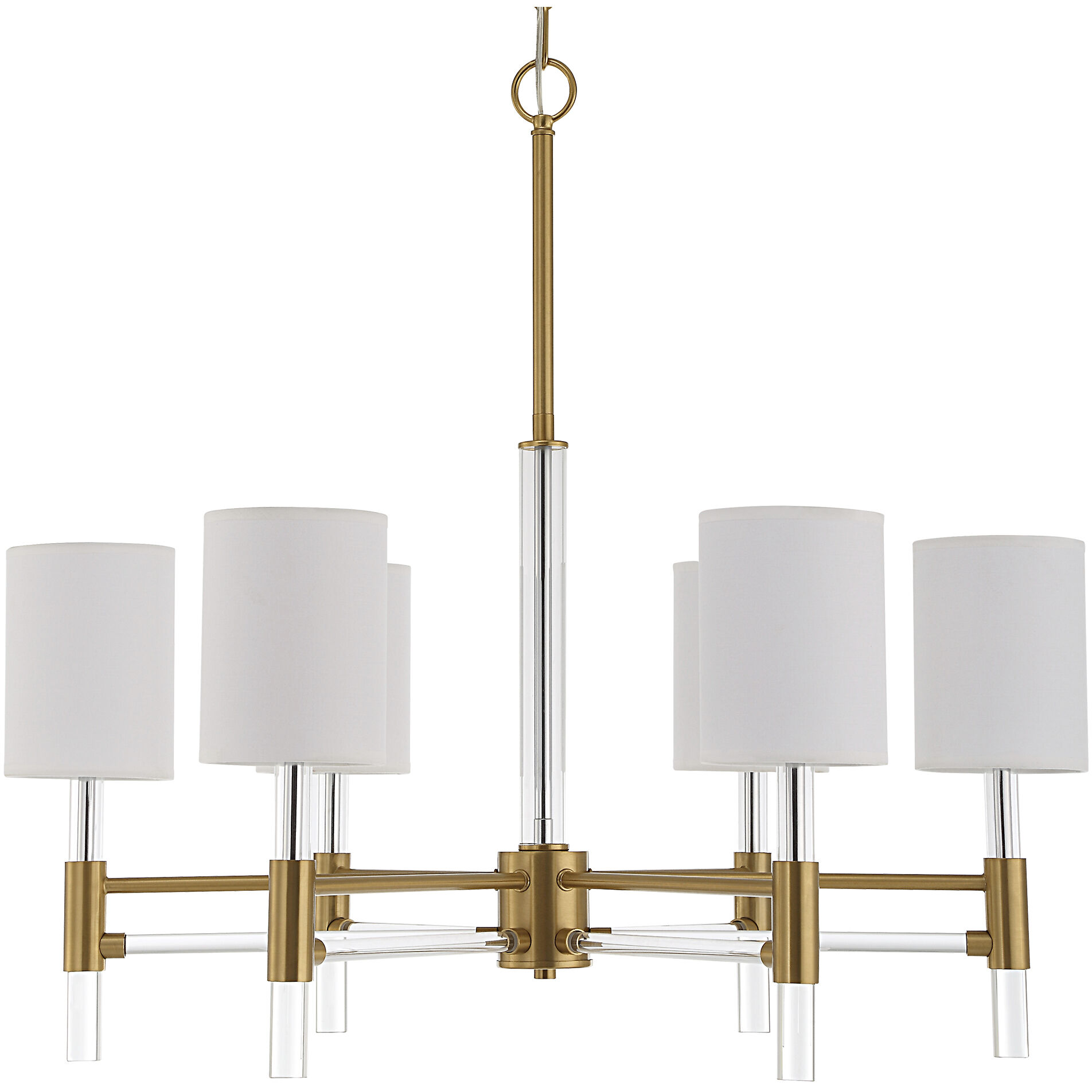 Welkin 6 Light 30 inch Warm Brass and Clear Chandelier Ceiling Light