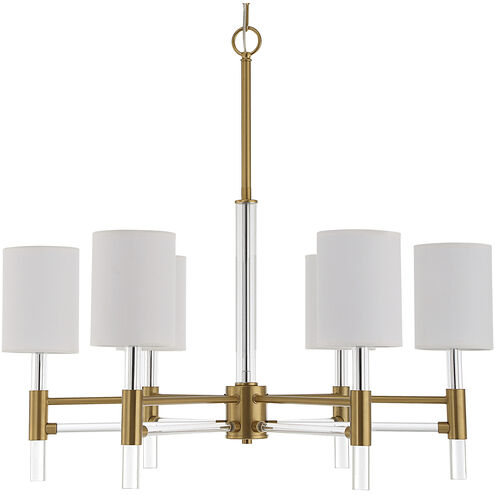 Welkin 6 Light 30 inch Warm Brass and Clear Chandelier Ceiling Light