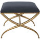 Crossing Gold Leaf and Textured Navy Blue Bench, Small