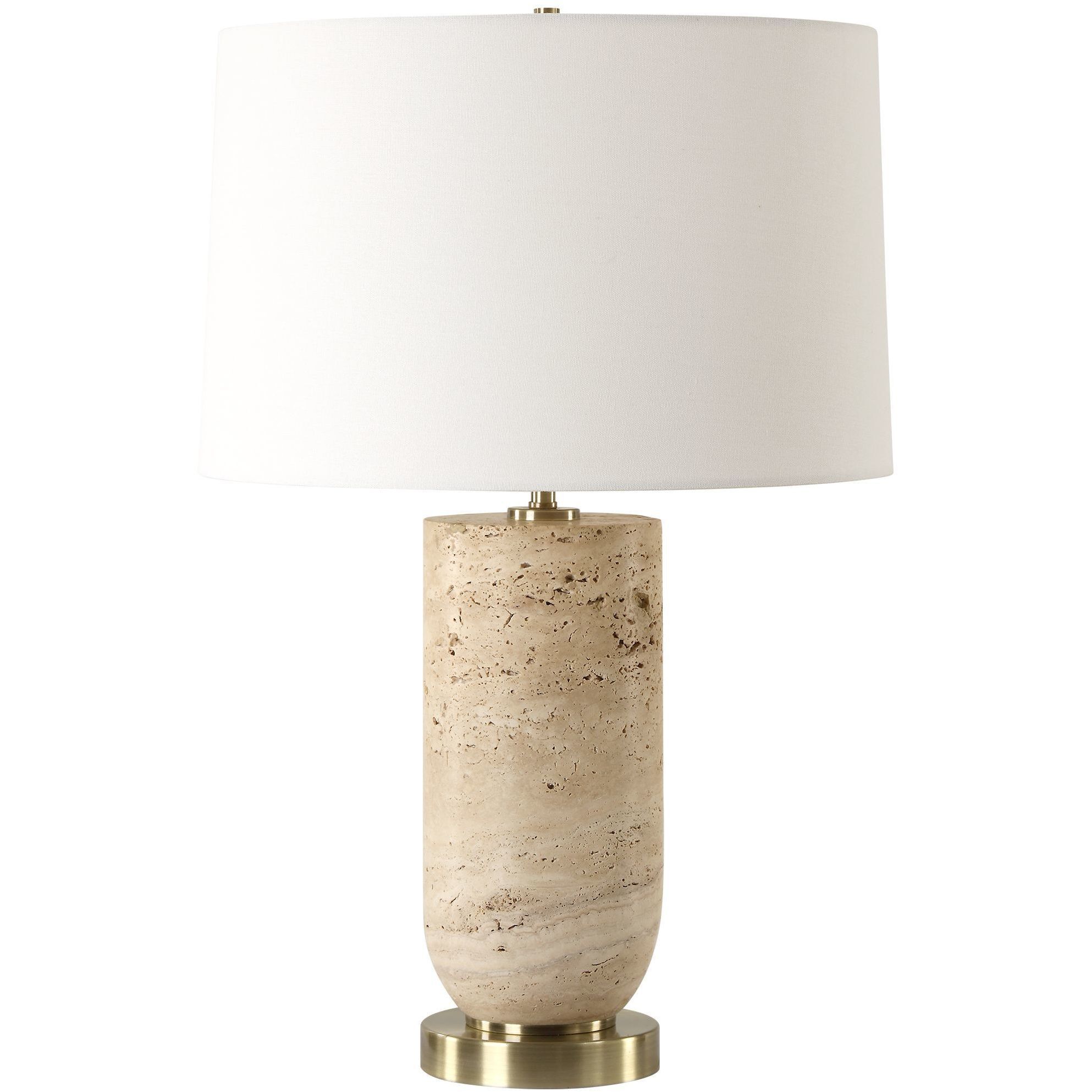 Aubrey 24.5 inch 150.00 watt Travertine and Antique Brass Table Lamp Portable Light