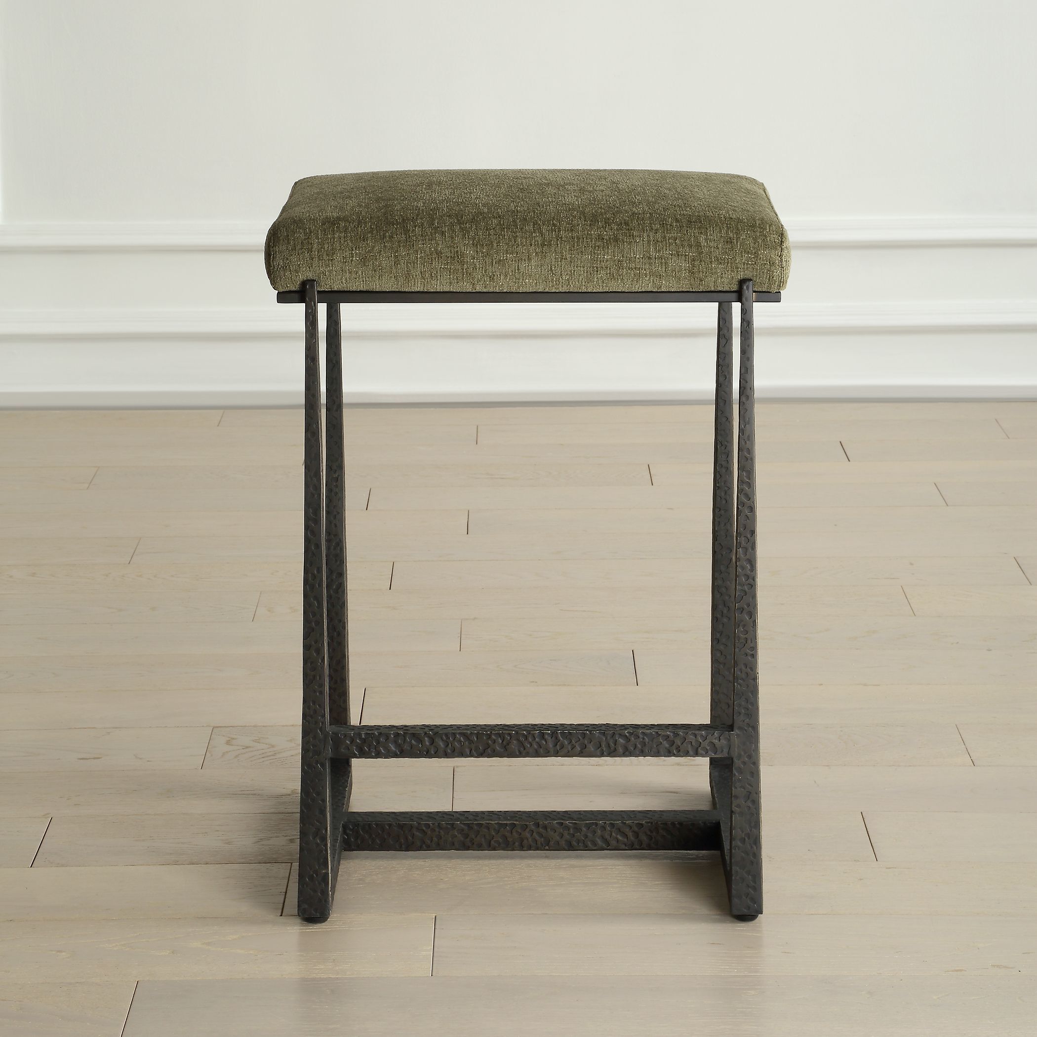 Midas 26 inch Textured Antique Bronze and Textured Moss Toned Polyester Counter Stool