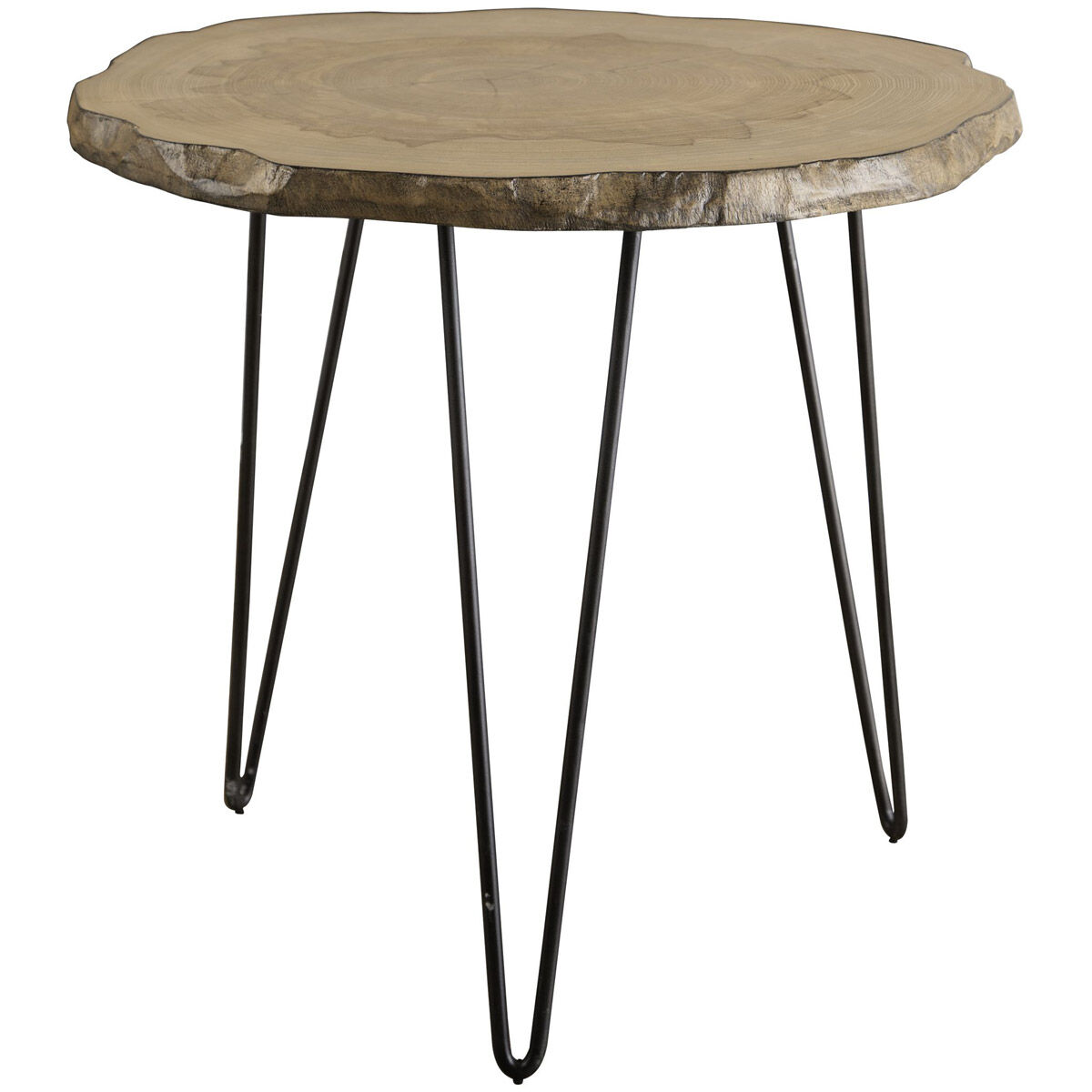 Runay 24 X 22 inch Cross Cut Veneered Wood and Aged Black Side Table