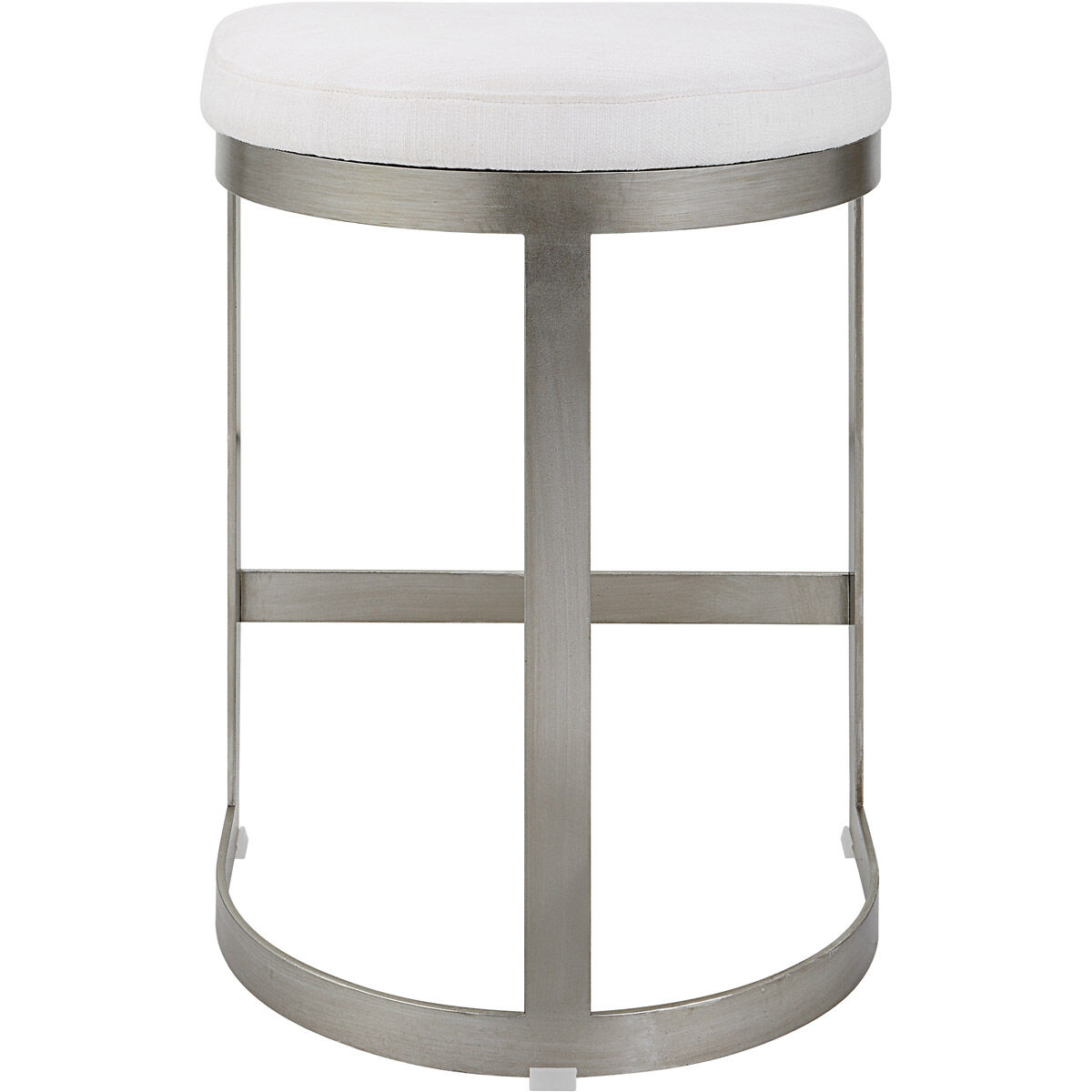 Ivanna 26 inch Brushed Silver and White Fabric Counter Stool