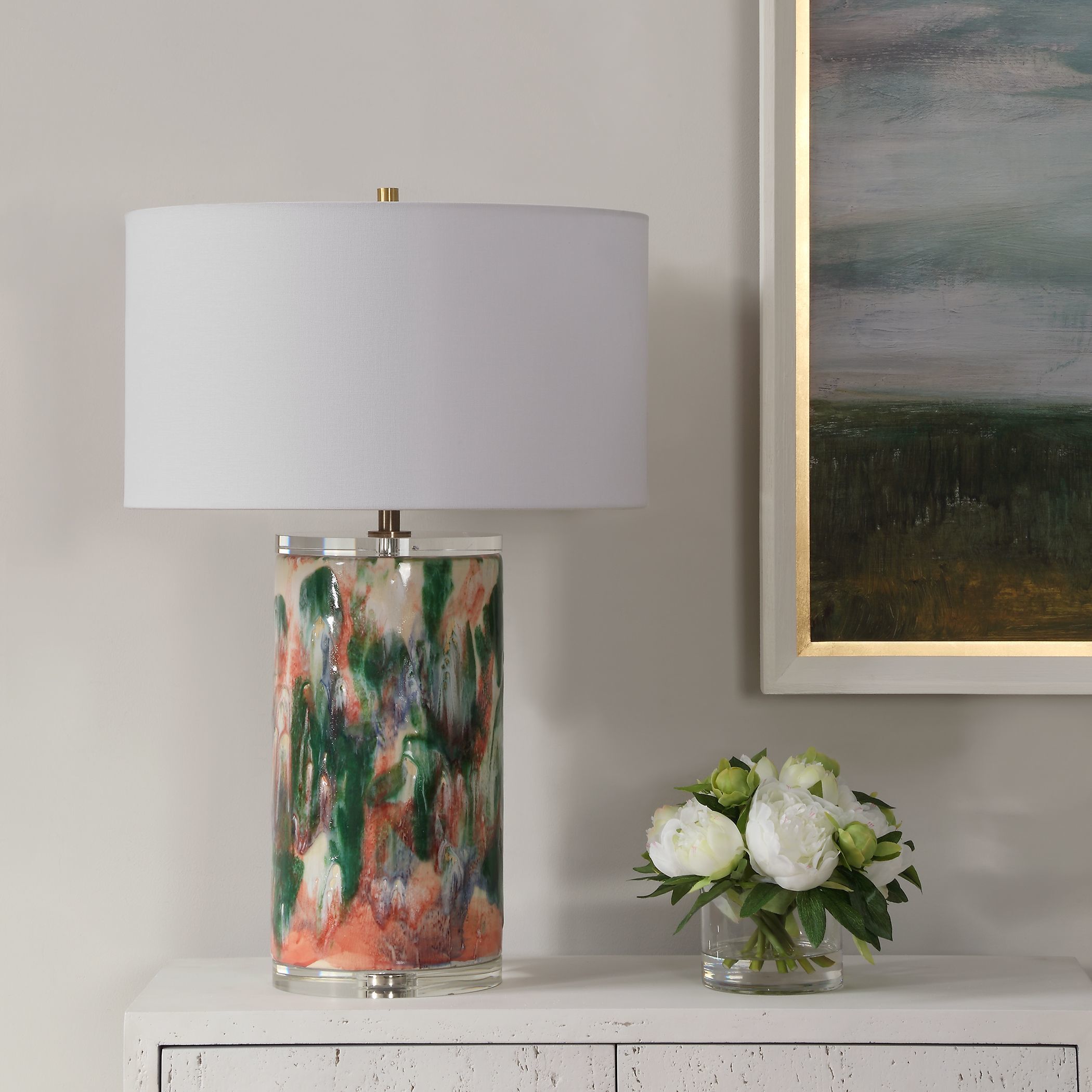 Verdant 27.75 inch 150.00 watt Multi-Colored with Brass and Crystal Table Lamp Portable Light
