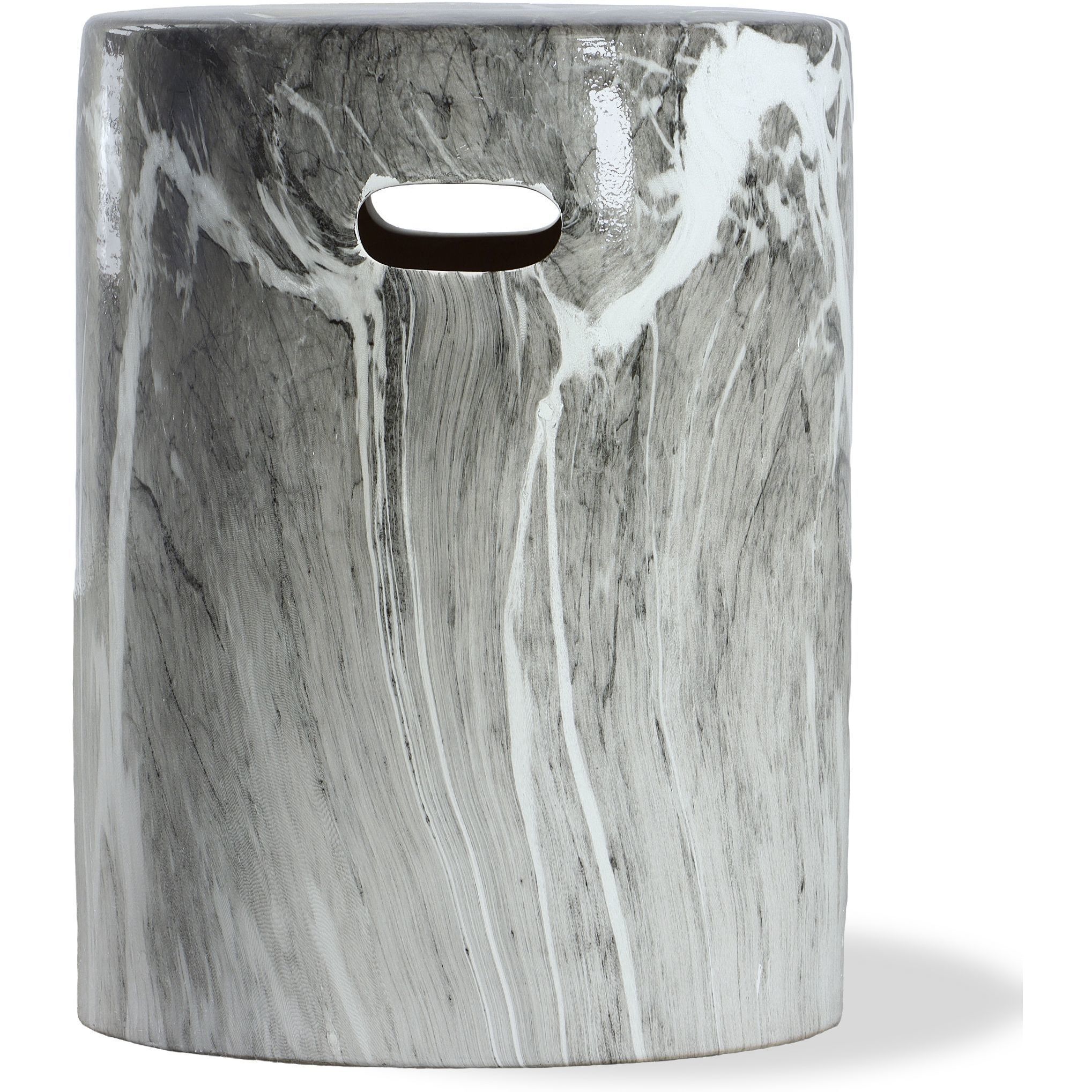 Marvel 17 inch Black and White Marbled Garden Stool