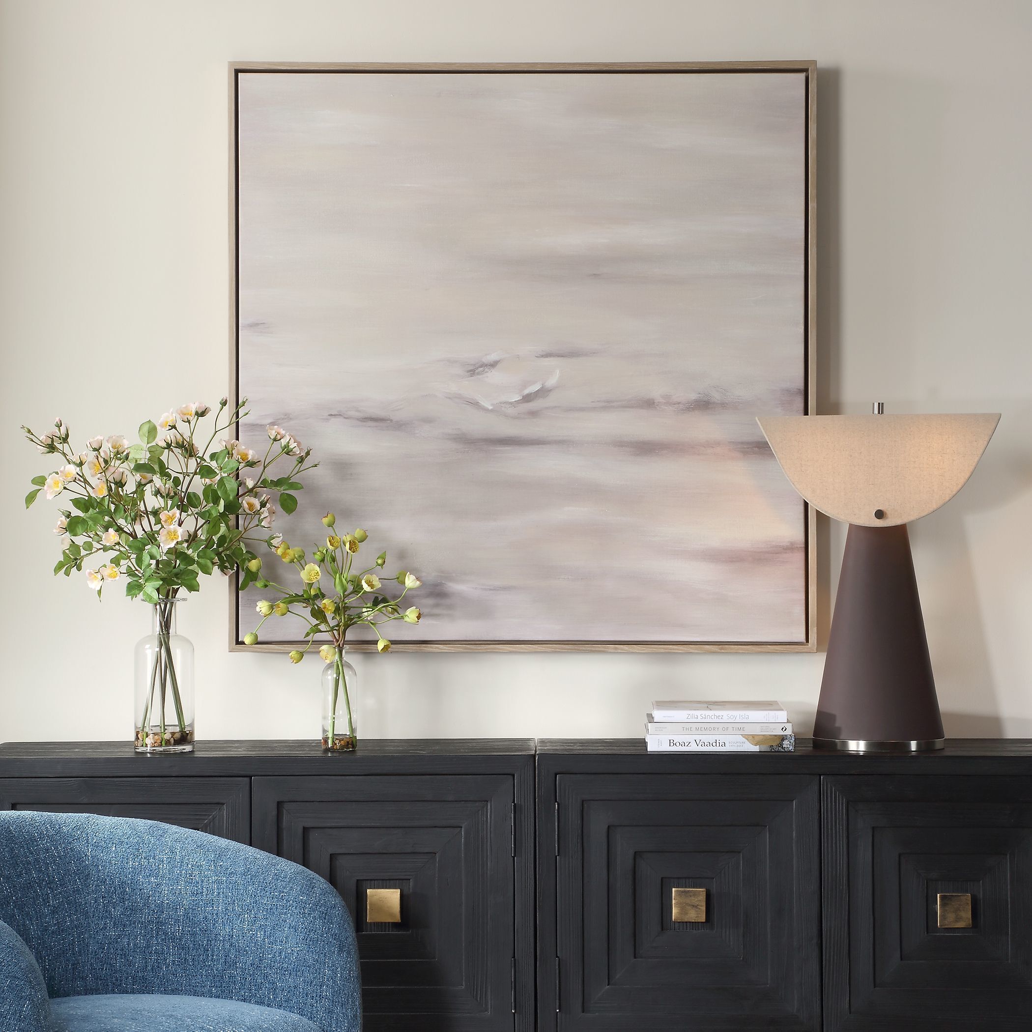 Trance White and Beige and Blush Hand Painted Abstract