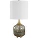 Glenn 20.75 inch 150 watt Smokey Fern Green Translucent Glass and Antique Brass Table Lamp Portable Light