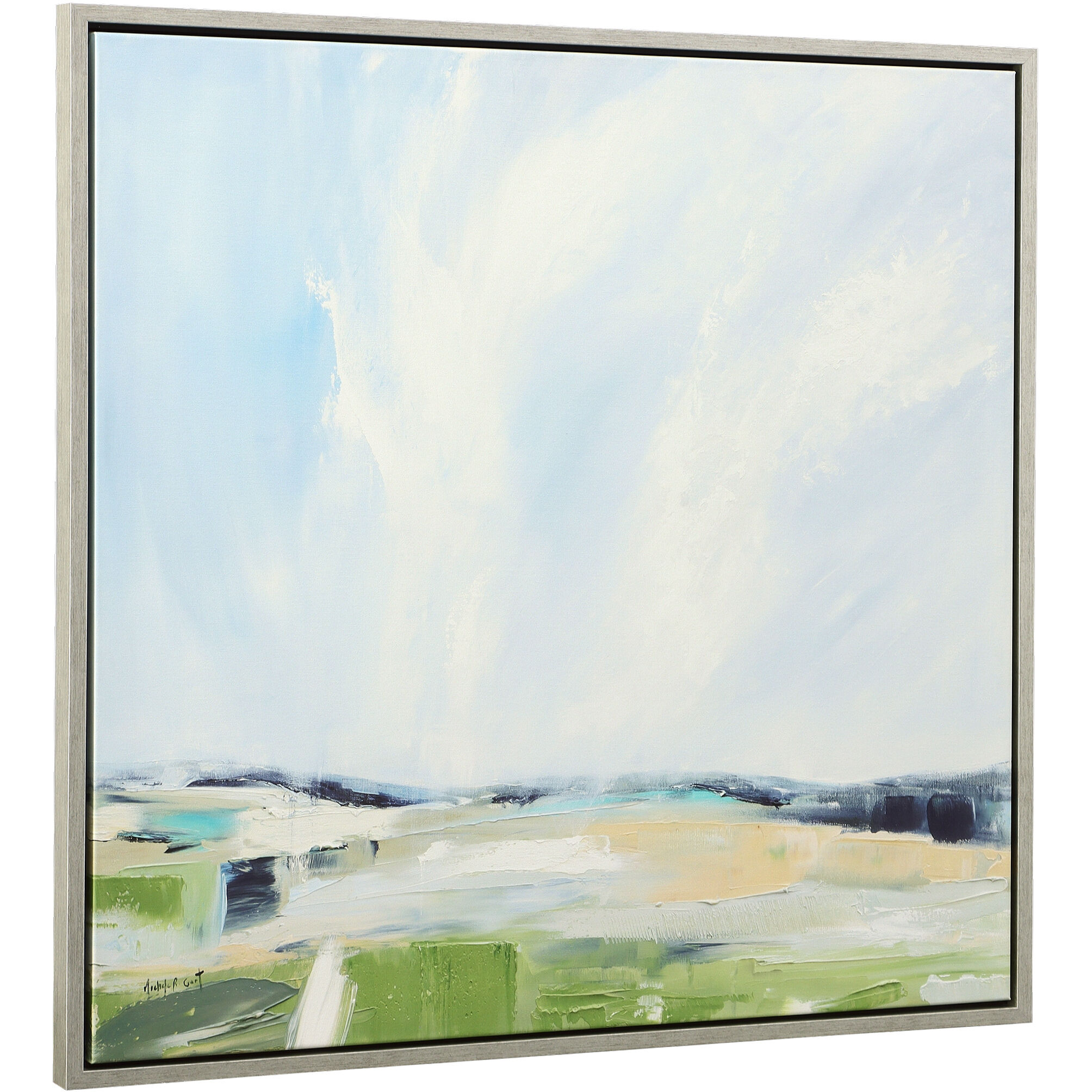 For His Glory Powder Blue and Silver Framed Landscape Art