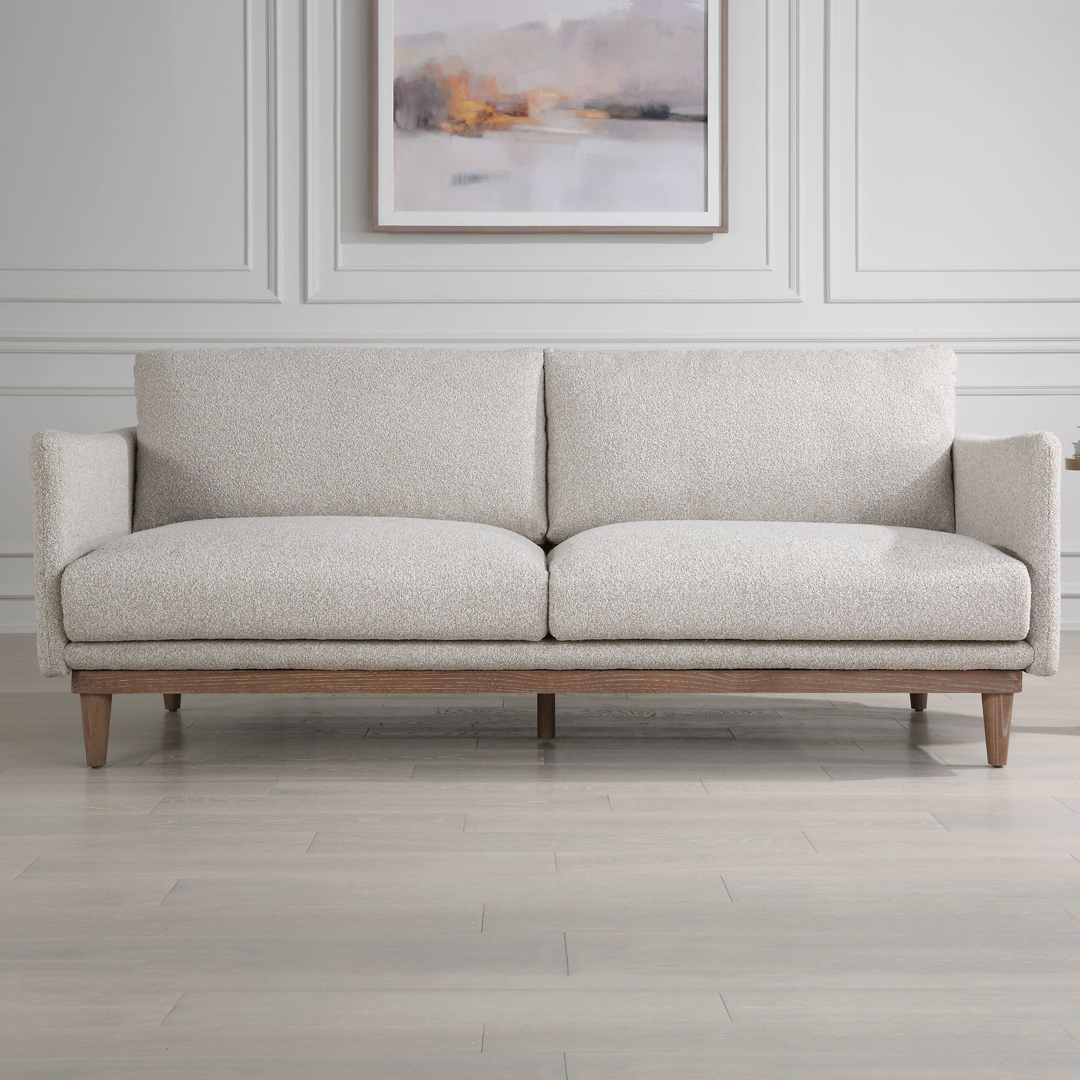 Freefall Beige Polyester and Walnut with Gray Ceruse Sofa