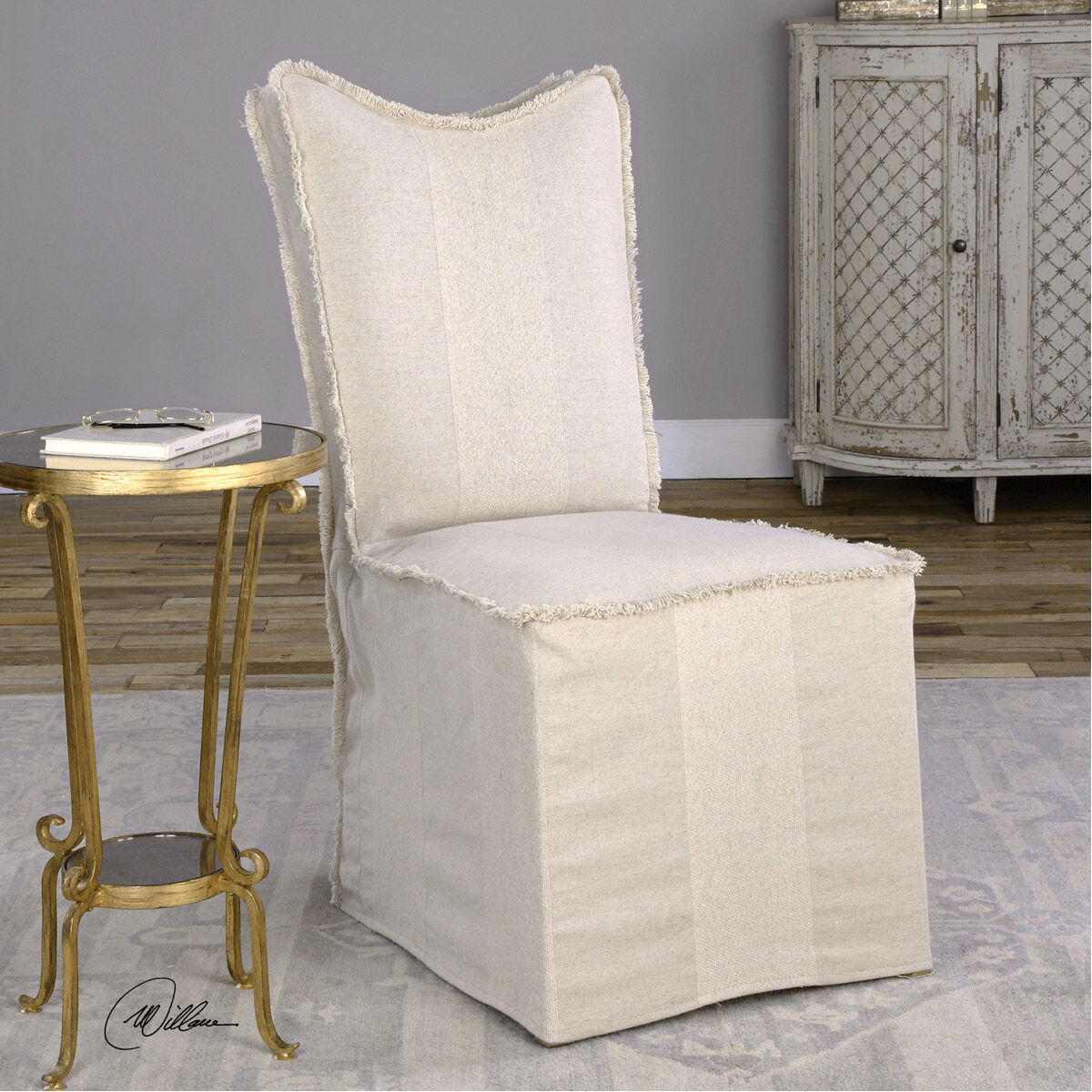 Uttermost 23311 2 Lenore Flax Seed Linen and Natural Poplar