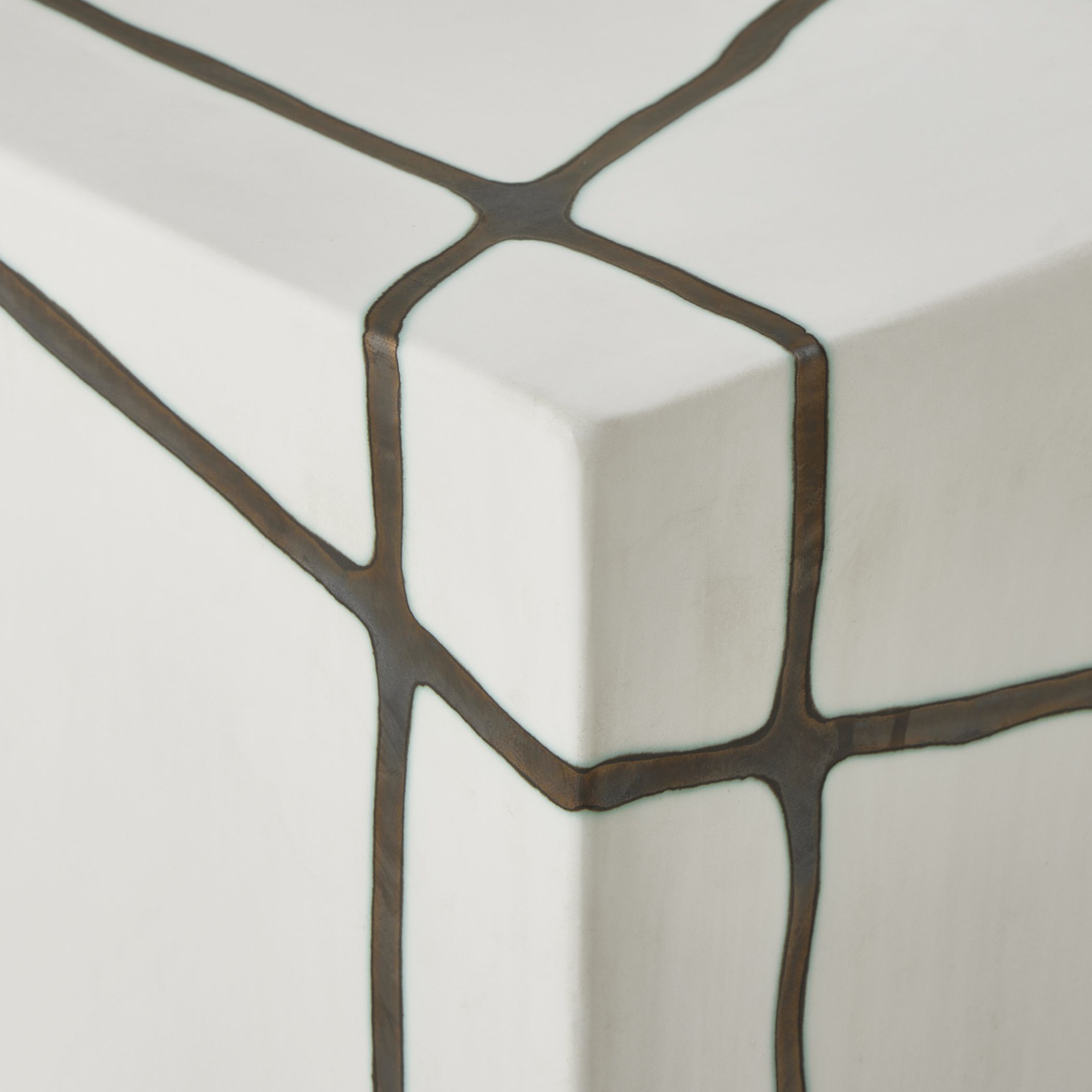 Rocklyn 16.25 inch Bronze and White Garden Stool