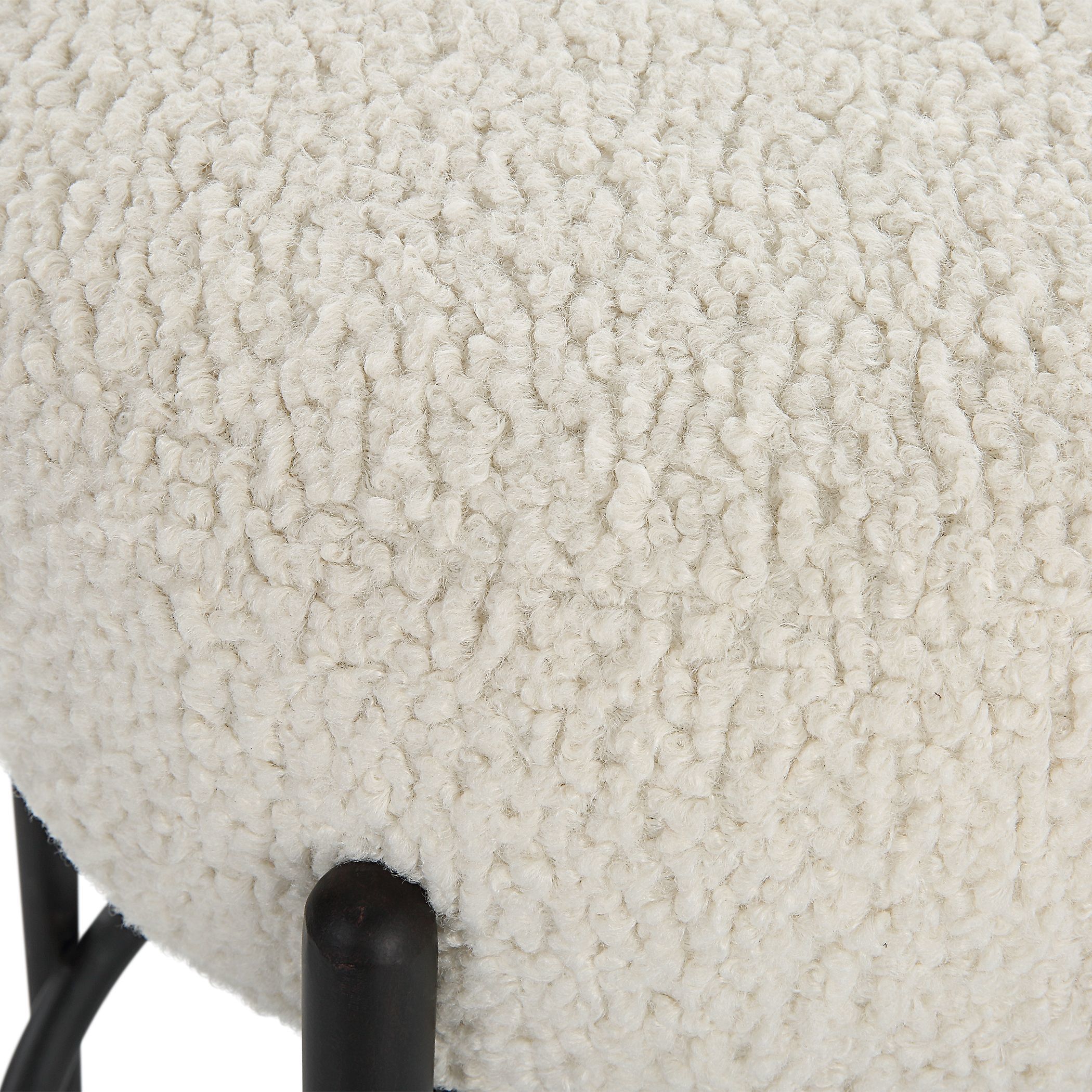 Arles 26 inch White Faux Shearling and Satin Black Counter Stool