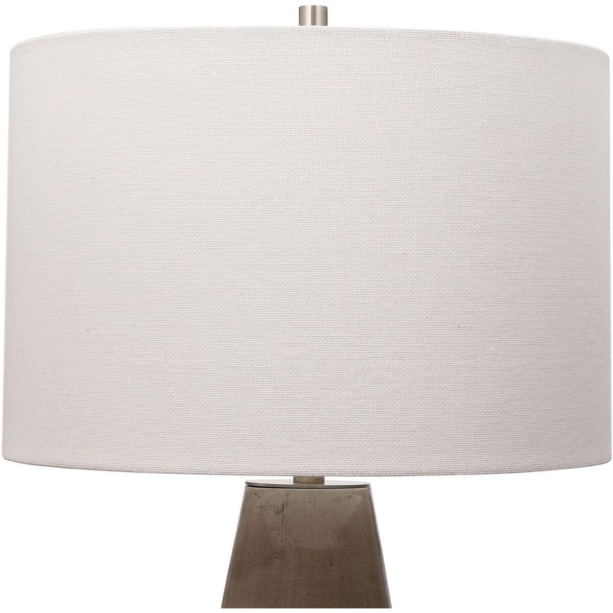 Volterra 27.5 inch 150 watt Crackled Taupe-Gray and Antique Brushed Brass Table lamp Portable Light
